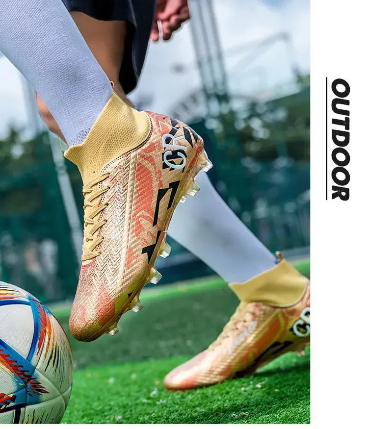 Unisex Teen Low Top Football Shoes Lightweight Elastic Sole Anti Slip Short Spikes Lawn Field Match Training Sneakers