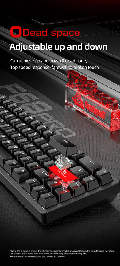 FREEWOLF F68 F68Pro Gaming Keyboard Magnetic Switch 3-Mode Wireless Bluetooth Wired, 8K/1K Polling RGB Hot-Swap RT VALORANT FPS