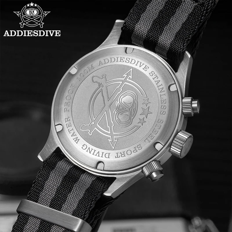 Relógio Masculino ADDIESDIVE 2025 New Panda Eye Retro Luxo VK64 Quartz, Cronógrafo Desportivo, 100M Impermeável, Luminoso