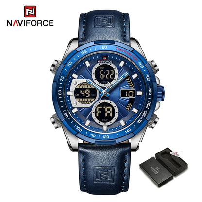 New NAVIFORCE Watches for Men Leather Mens Military Sport Waterproof Watch Quartz WristWatch Chronograph Male Clock