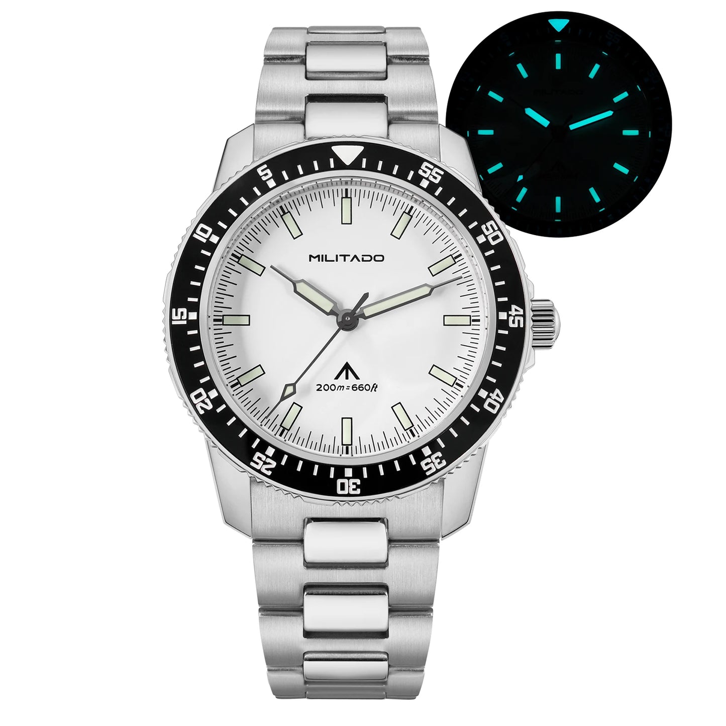 MILITADO ML25 Quartz Dive Watch VH31 Sweep Second Sapphire Crystal 200M Waterproof BGW9 Lume Ceramic Bezel Men Watch