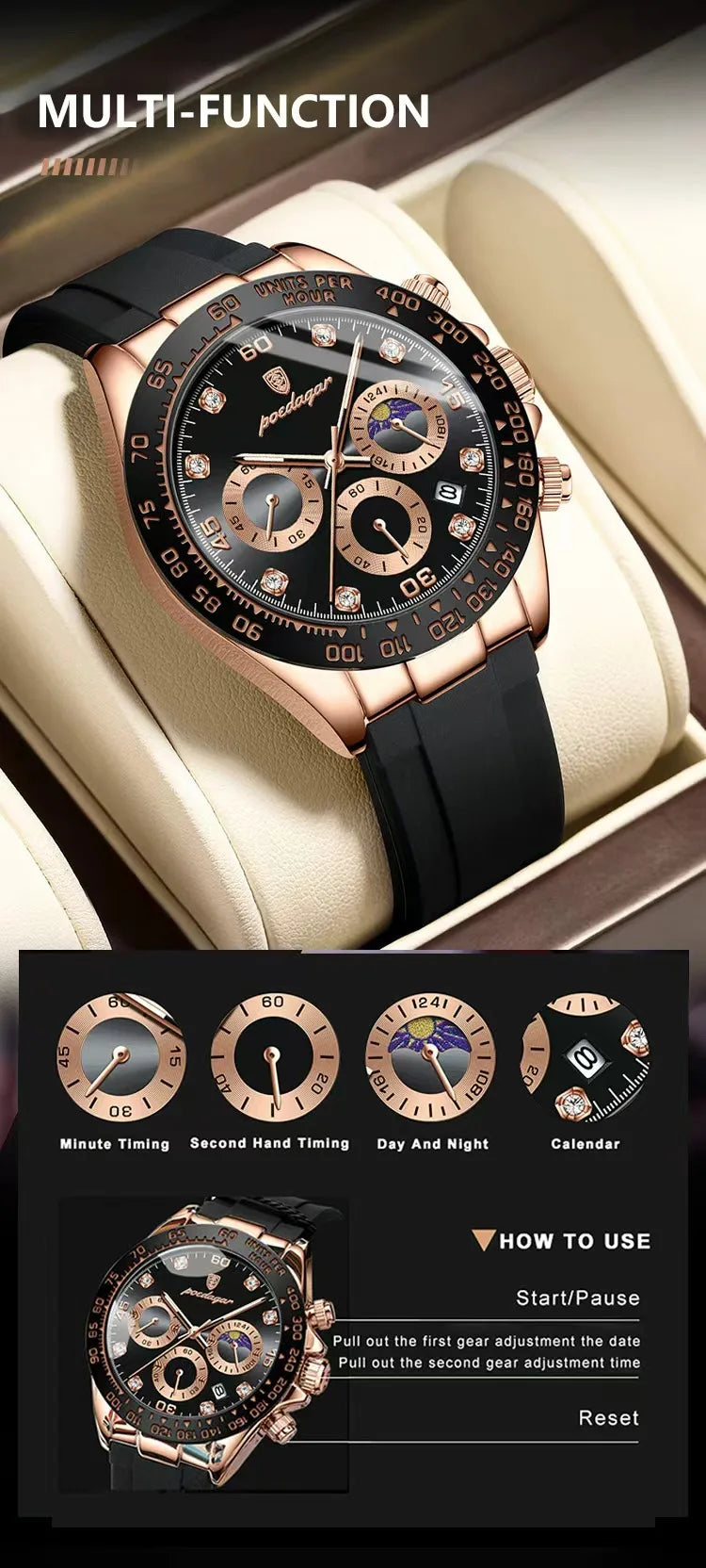 POEDAGAR Fashion High Quality Luxury Men Wristwatch Waterproof Luminous Chronograph Date Quartz Men's Watch Outdoor Man Watches
