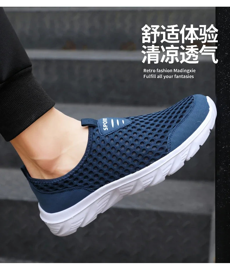 YRZL Lightweight Men's Casual Shoes, Breathable Slip-On Male Casual Sneakers, Anti-Slip Men's Flats, Outdoor Walking Shoes Size 39-46