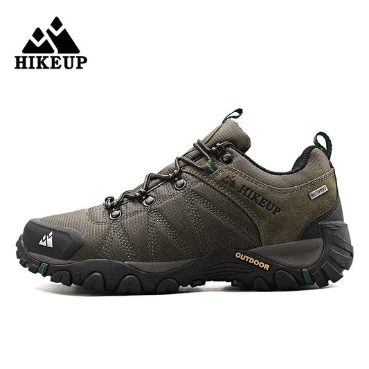 HIKEUP Zapatillas de senderismo para hombre de cuatro estaciones, calzado deportivo de exterior en cuero genuino resistente al desgaste, zapatos de escalada con suela de goma para trekking
