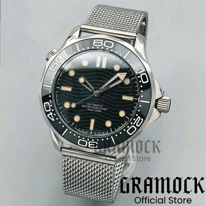 Gramock New 007 NTTD Wristwatch 41mm Men Mechanical Watch Automatic Watch Domed Sapphire Glass Luminous Diving Steel NH35/PT5000
