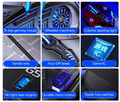 UTHAI G5 Six key 3200DPI wired illuminated gaming mouse, e-sports mechanical mute computer accessories