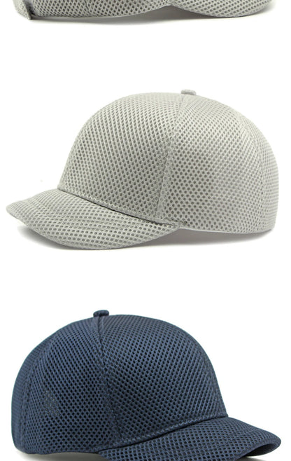 HT4828 5 cm Baseballkappe mit kurzer Krempe für Herren, 6-Panel-Baseballkappe, atmungsaktive Mesh-Trucker-Cap, Herren und Damen, einfarbig, schlichte Snapback-Cap