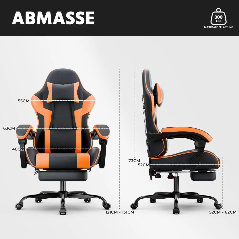 Gaming Chair Ergonomic Gaming Chair with Lumbar Support, Breathable Pu Leather Office Chair,Comfortable Computer Chair
