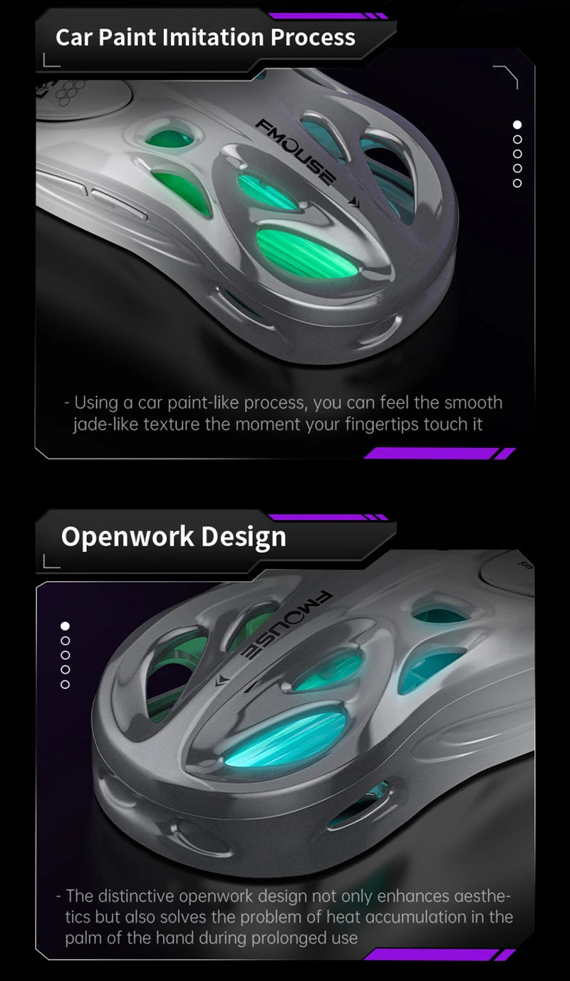 Bežični 2.4G trostruki RGB gaming miš, lagani perforirani dizajn s Chroma osvjetljenjem, žični Bluetooth e-sports miš kontroler