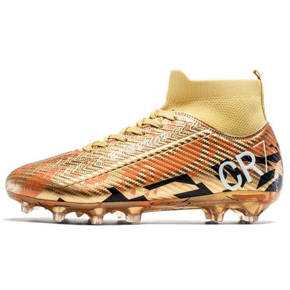 Unisex Teen Low Top Football Shoes Lightweight Elastic Sole Anti Slip Short Spikes Lawn Field Match Training Sneakers