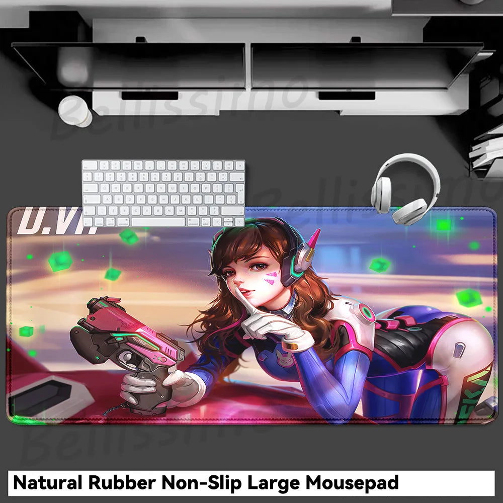 Гейминг аксесоари O-Overwatch D-D.va подложка за мишка, голяма подложка за клавиатура и мишка за PC бюро, XXL удължена gamer подложка за мишка