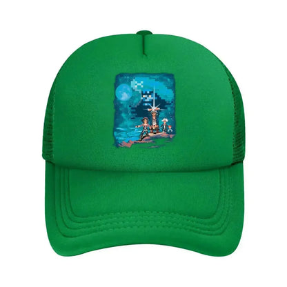 Pixel Adventure Retro, 8 - Bit - Style Character Graphic Art Design Mesh Baseball Cap