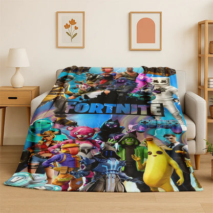 Cartoon-F-Fortnite-Game-Gamer-Flanelldecke – weiche, warme Kuscheldecke für Schlafzimmer, Wohnzimmer, Bett, Reisen, Camping, Picknick und als Geschenk
