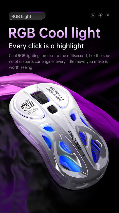 Bežični 2.4G trostruki RGB gaming miš, lagani perforirani dizajn s Chroma osvjetljenjem, žični Bluetooth e-sports miš kontroler