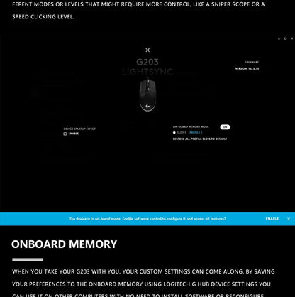 Logitech G203 жична геймърска мишка, Esports-клас, 6 програмируеми бутона и многоцветно осветление за състезателни игри
