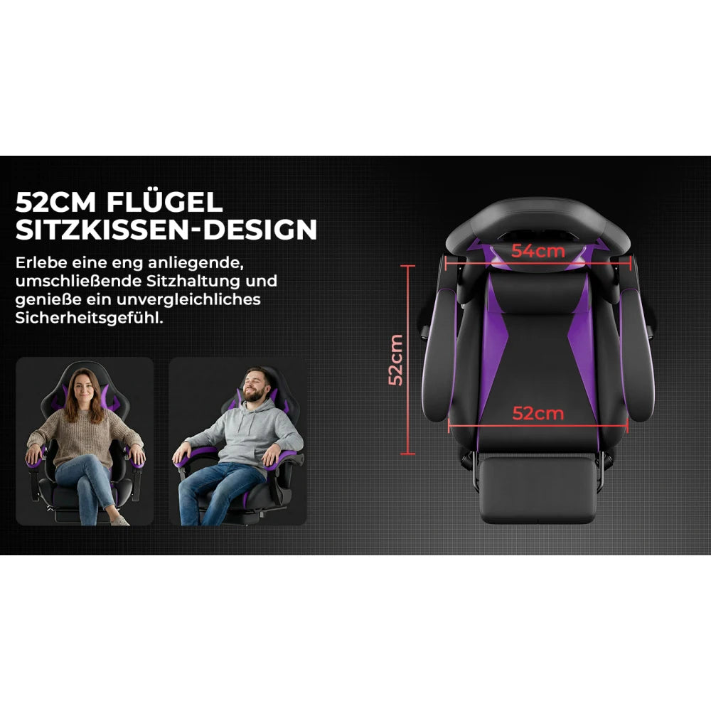 Ergonomic Gaming Chair with Lumbar Support Pillow & Headrest, Adjustable Gamer Chair with Footrest, Reclining PC Gaming Chair for Adults