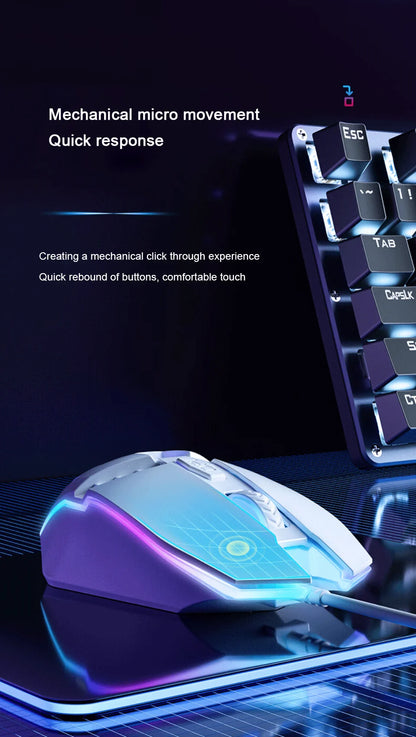 HP M1 kabelgebundene Gaming-Maus, weiß beleuchtet, E-Sports-Maus, USB, für Gaming, Büro, Desktop und Laptop