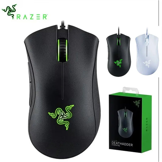 Ratón gaming con cable Razer DeathAdder Essential / Ratón con cable 6400DPI con 5 botones independientes para portátil y PC gamer