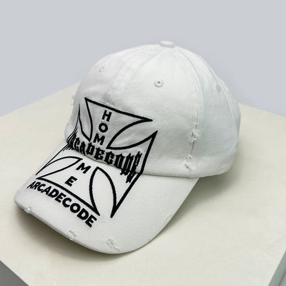 Unisex Broken Style Bull's-eye Cross Embroidery Baseball Hats Sunshade Personal Versatile Peaked Caps Street Fashion Hip Hop