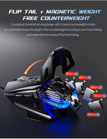 Kabelgebundene RGB-Esports-Gaming-Maus mit Hintergrundbeleuchtung, 200-7200 DPI einstellbar, USB-Kabelanschluss für PC, Laptop und FPS-Spiele