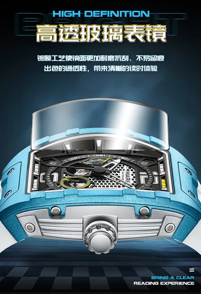 Mark Fairwhale 6002 Automatic Movement Tonneau Dial Luminous Waterproof Fashion Mechanical Watches for Men Relogios Masculino