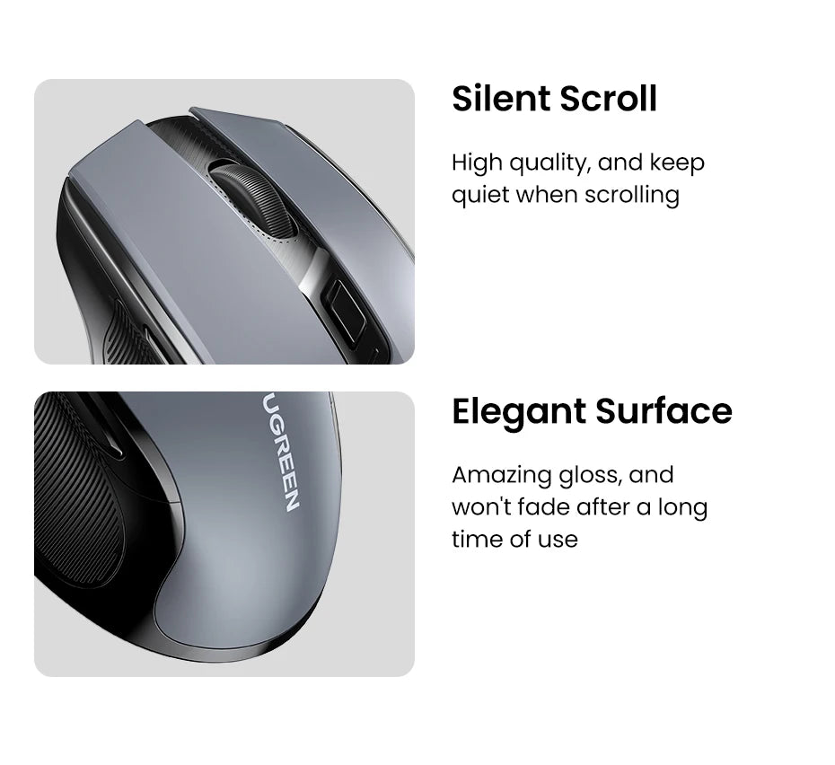 UGREEN Wireless Mouse Ergonomic Mouse 2.4GHz 4000 DPI Silent 6 Buttons For MacBook Tablet Laptop PC Mute Mice Quiet 2.4G Mouse