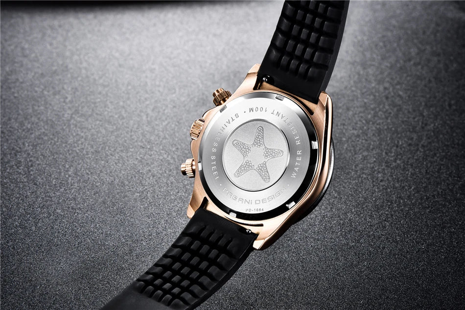 PAGANI DESIGN V2 40MM Reloj de cuarzo para hombre con esfera de meteorito, cristal de zafiro, cronógrafo retro y resistente al agua
