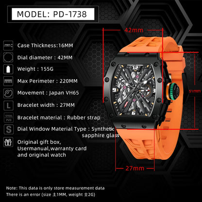 PAGANI DESIGN PD1738 Men Quartz Watches 42MM VH65 Black Case Sapphire Stainless Steel 50M Waterproof Wristwatch Watch for Men
