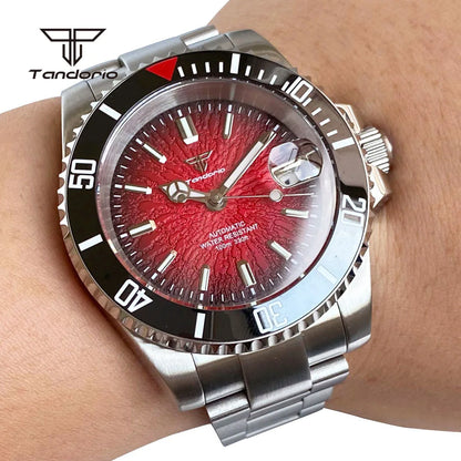 Tandorio 40mm Automatic Watch  NH35 / Miyota 8215 Movement, Sapphire Crystal, Textured Dial, Date & Stainless Steel Bracelet