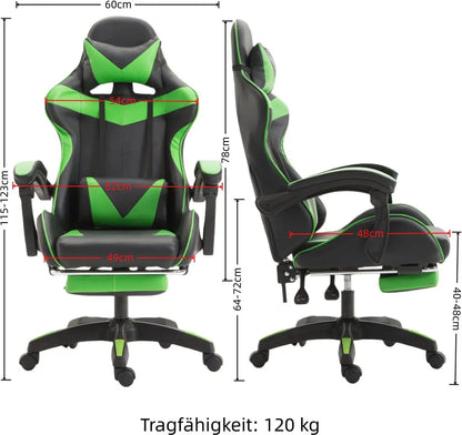 Silla gaming Sillón gaming Silla de oficina ajustable en altura con función reclinable ajustable, orejas de gato y cojines