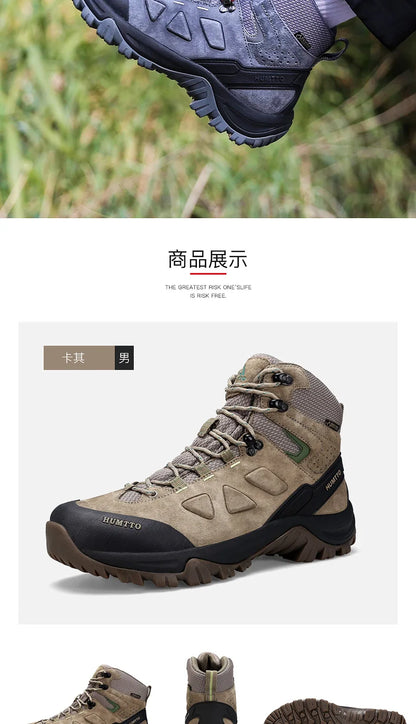 HUMTTO Sapatilhas de Caminhada Impermeáveis para Homem, Botas de Caça Táticas de Deserto, Botas de Trekking pelo Tornozelo para Homem e Mulher, Quentes em Couro