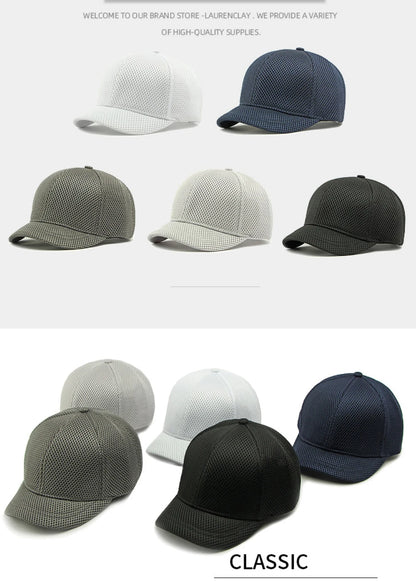 HT4828 5 cm Baseballkappe mit kurzer Krempe für Herren, 6-Panel-Baseballkappe, atmungsaktive Mesh-Trucker-Cap, Herren und Damen, einfarbig, schlichte Snapback-Cap