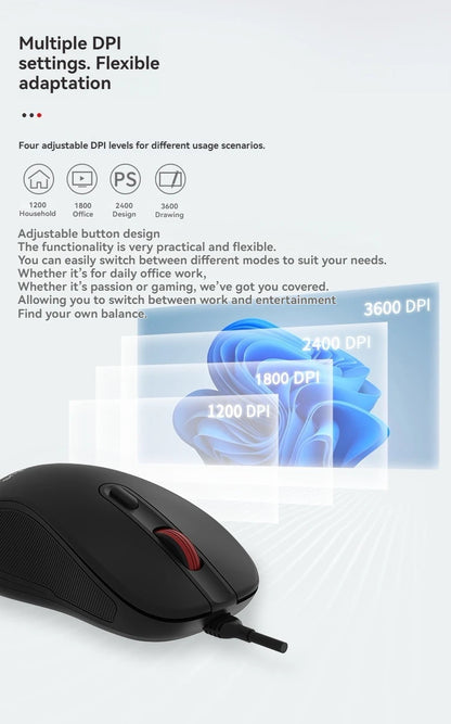 Original Lenovo Wired Mouse M10Pro USB Interface Driver-Free Gaming Office Simple Optical 6-Button Notebook Desktop Computer