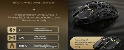 ATTACK SHARK R5 Ultra 8K Carbon Fiber Wireless Gaming Mouse with 42000 DPI-PAW3950 MAX Sensor -39g Ultra-Lightweight for Win/Mac