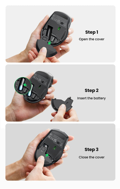UGREEN Wireless Mouse Ergonomic Mouse 2.4GHz 4000 DPI Silent 6 Buttons For MacBook Tablet Laptop PC Mute Mice Quiet 2.4G Mouse