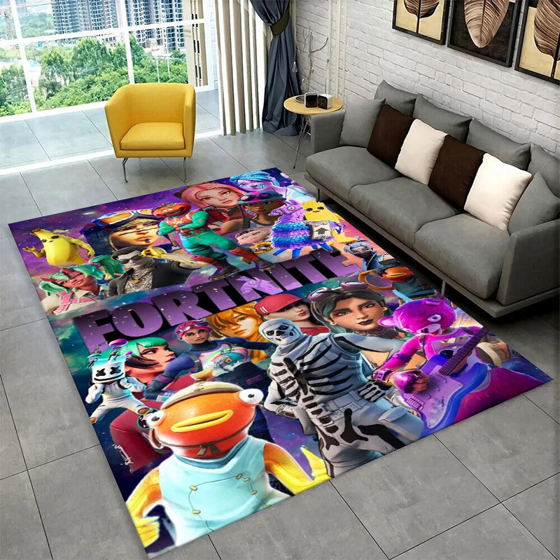 Cartoon F-Fortnite Game Gamer Carpet Rug for Playroom Bedroom Living Room Sofa Home Decor, kids Area Rug Non-slip Floor Mat
