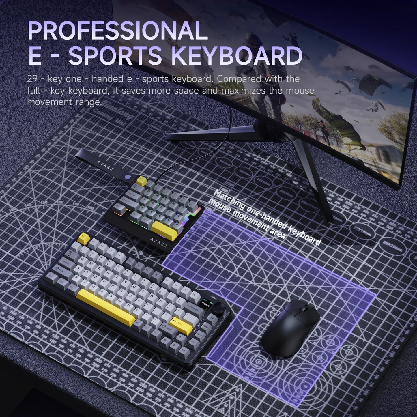 AJAZZ AK029 Wired One Handed Keyboard HE Magnetic Switch 8000Hz 29 Keys RGB Mini Gaming Mechanical Keyboard for PC Gamer