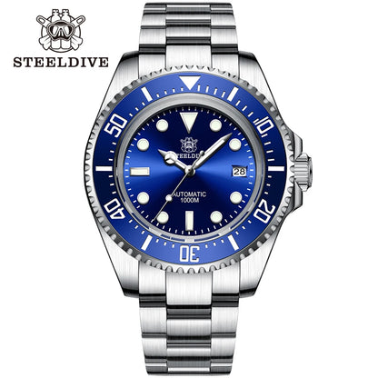 SD1964 Steeldive Brand 2023 Red-Black 45.4MM Men Sapphire Glass Luminous 1000M Waterproof NH35 Dive Watch with Ceramic Bezel