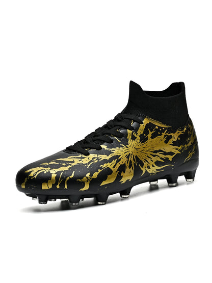 Chaussures de football Shock Cushion AG FG avec semelle extérieure épaisse en PU textile et TPU, réduisent la fatigue des pieds lors d'entraînements prolongés sur gazon naturel.