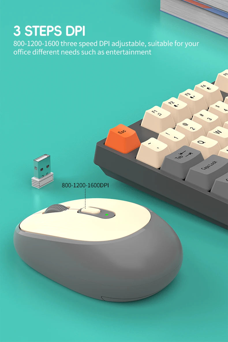 Conjunto Teclado e Rato Sem Fios NexusClick para Gaming e Escritório, Poupança de Energia Inteligente, Tamanho Completo, 104 Teclas, 1600DPI Ajustável, USB para Portátil e PC