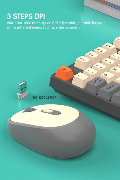 Conjunto Teclado e Rato Sem Fios NexusClick para Gaming e Escritório, Poupança de Energia Inteligente, Tamanho Completo, 104 Teclas, 1600DPI Ajustável, USB para Portátil e PC