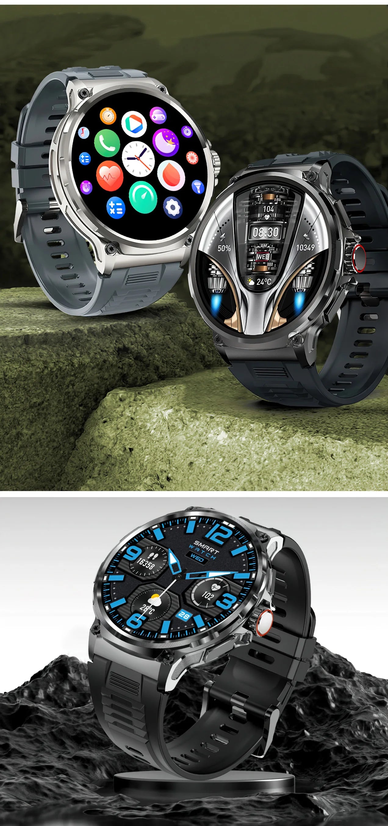 2026 New GPS Track Smart Watch Men 1.85-Inch HD AMOLED Screen 710 Mah Battery Sport Bluetooth Call Smartwatch For Android IOS