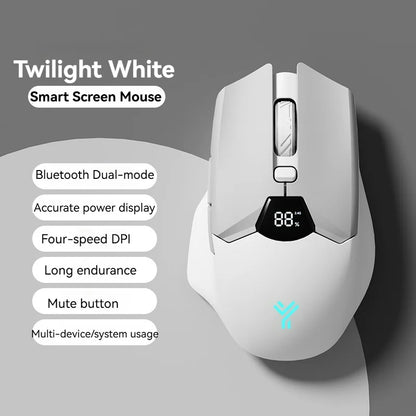 2.4G Bluetooth vezeték nélküli egér kijelzővel, 600mAh nagy kapacitású akkumulátorral, halk gombokkal játékhoz és irodai használatra