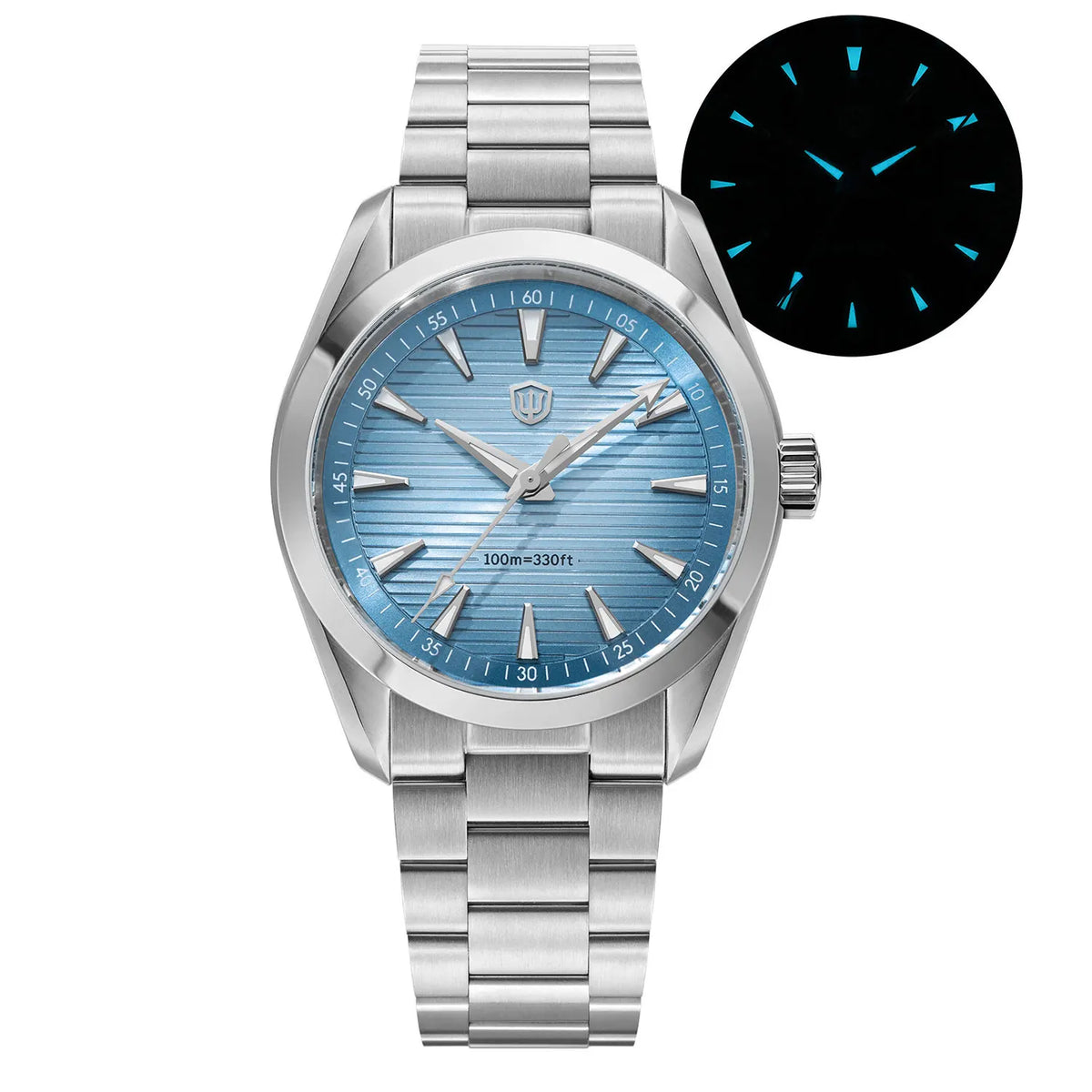 Ceas Watchdives WD0006, mecanism VH31 cu secundar fluid, sticlă de safir bombată, strat luminescent BGW9, rezistent la apă până la 10 bari, 38 mm, stil vintage