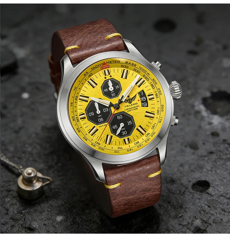 Zegarek kwarcowy męski YELANG V1029S 42mm, mechanizm Japan OS10, luminescencja T100, wodoodporność 100M, sportowy styl militarny, szafir