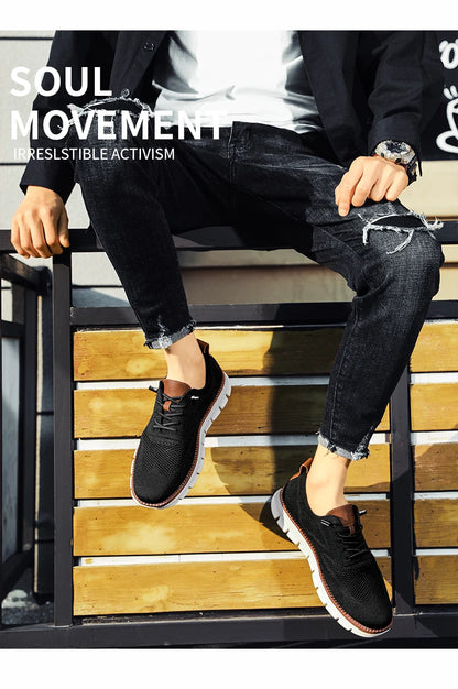 New men's large-sized casual shoes - Fly-Weave mesh breathable sports shoes, lightweight and slip-resistant men's shoes