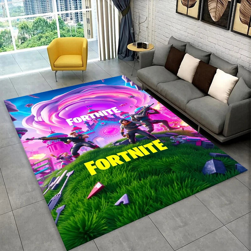 Cartoon F-Fortnite Game Gamer Carpet Rug for Playroom Bedroom Living Room Sofa Home Decor, kids Area Rug Non-slip Floor Mat