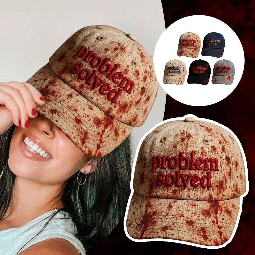 Problème de broderie sur le thème d’Halloween résolu : casquette sanglante d’horreur, idéale pour les fêtes d’Halloween, les accessoires de cosplay et les cadeaux