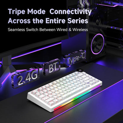AJAZZ AK820 V2 / AK820 V2 Pro Gaming Mechanical Keyboard 75% ABS 82 Keys 10000mAh Wireless Tri-mode Gamer Keyboard for Laptop PC