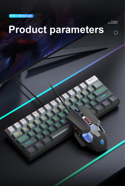 Teclado mecánico mini APAYADO K61, con cable, 61 teclas, Phantom RGB, negro/blanco, interruptor mecánico rojo/azul para gaming, portátil 60%